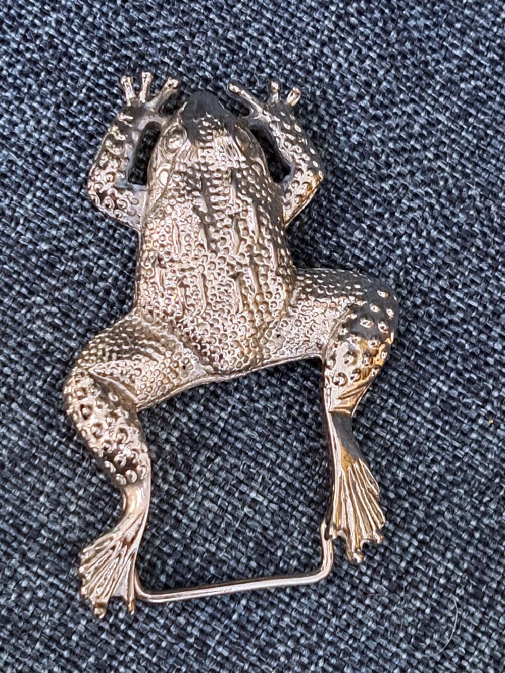 FUN SILVERTONE FROG LAYING DOWN LADIES BELT BUCKLE